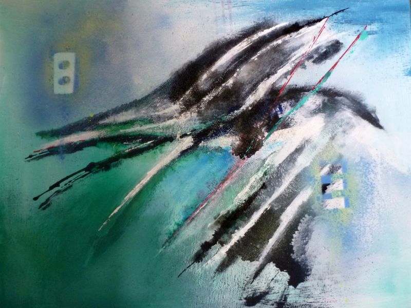 Vogelflug Acryl MIschtechnik Leinwand  1 